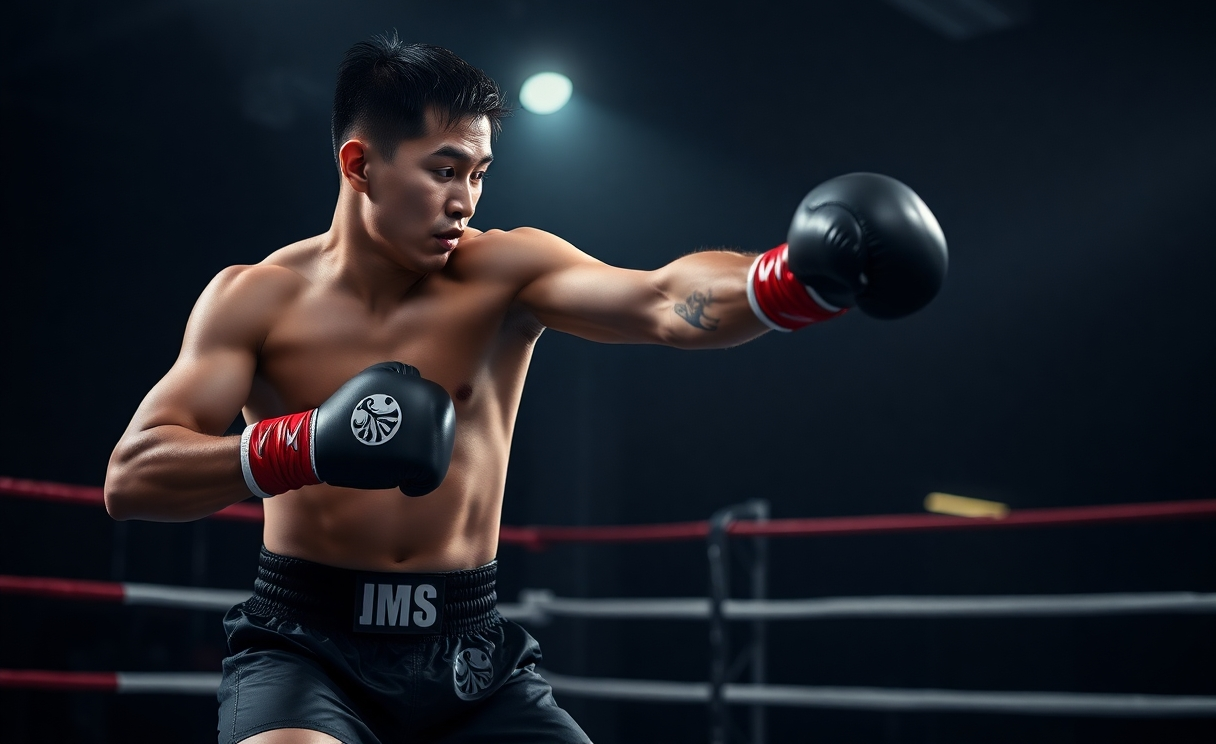 background image of a Muay Thai warrior